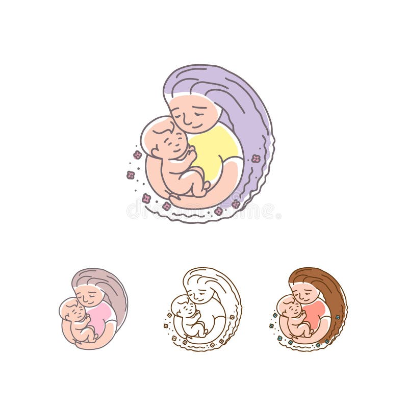 Vector logo - mother with baby. Happy Mothers Day. vector illustration Vector logo - mother with baby. Happy Mothers Day. vector illustration