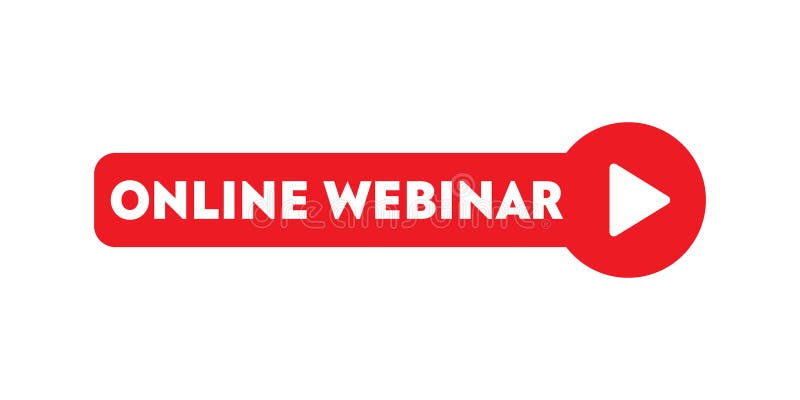 Vector logo for online webinar, web conference. Webinar Icon, flat design style with red play button. Vector stock illustration. stock illustration