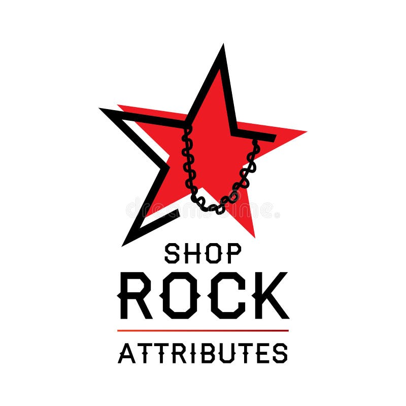 Vector Logo for Rock Shop Paraphernalia and Symbols Stock Illustration