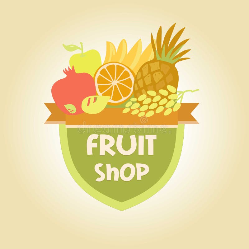 Vector logo for a store of fruits, fruit juice vector illustration Vector logo for a store of fruits, fruit juice vector illustration