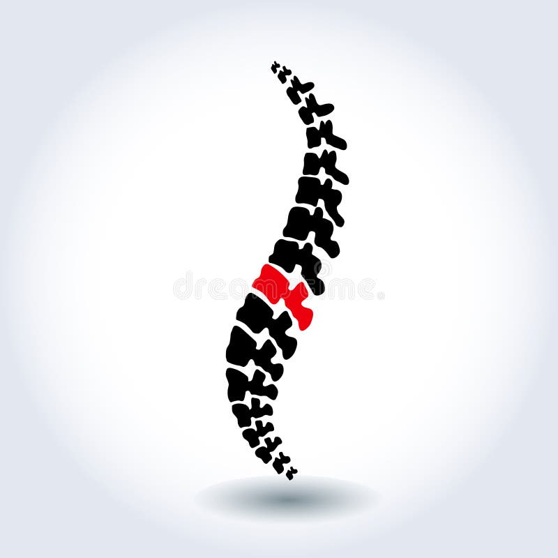 Vector logo template. Human spine isolated silhouette illustration. Spine pain medical center, clinic, rehabilitation, diagnostic stock illustration Vector logo template. Human spine isolated silhouette illustration. Spine pain medical center, clinic, rehabilitation, diagnostic stock illustration