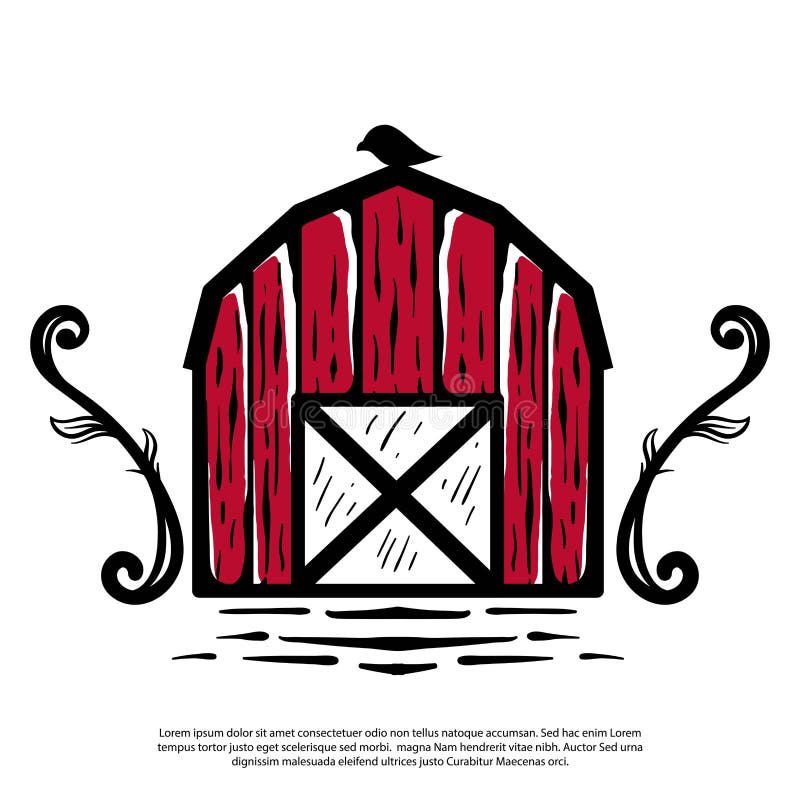 Vector logo of a vintage farm barn on a vintage modern minimalist style