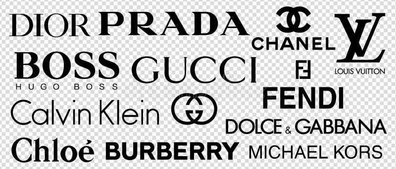 Vector Logos of Popular Brands Such As: Chanel, Louis Vuitton, Prada,  Gucci, Fendi, Chloe. Logos on Transparent Background for Editorial Image -  Illustration of collection, logo: 238875225