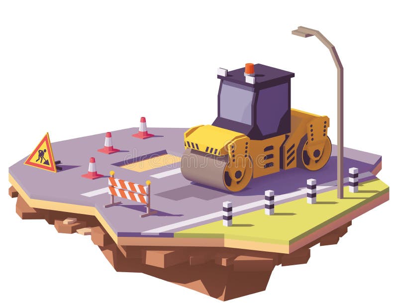 Vector low poly road roller royalty free illustration Vector low poly road roller royalty free illustration
