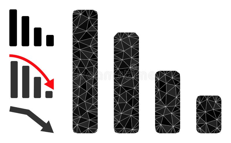 Vector Lowpoly Descending Bar Chart Icon with Similar Icons vector illustration