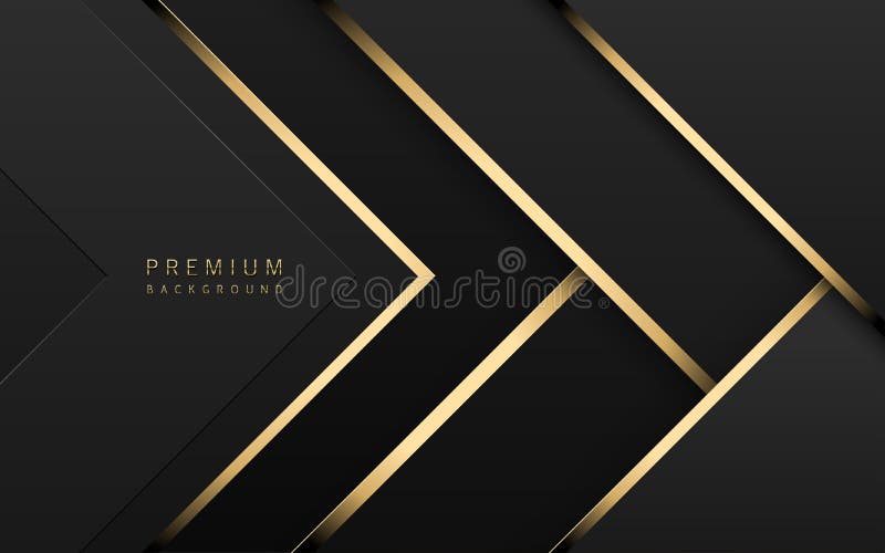 Vector Luxury Tech Hintergrund Stack aus schwarzem Papiermaterial mit goldenem Streifen Bogenwandpapier lizenzfreie abbildung