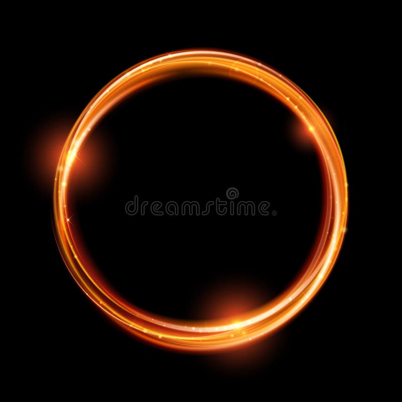 Vector Magic Gold Circle. Glowing Fire Ring. Glitter Sparkle Swirl