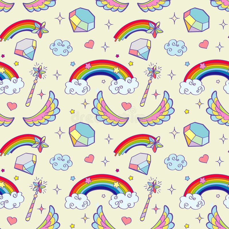 Vector magic items seamless pattern vector illustration