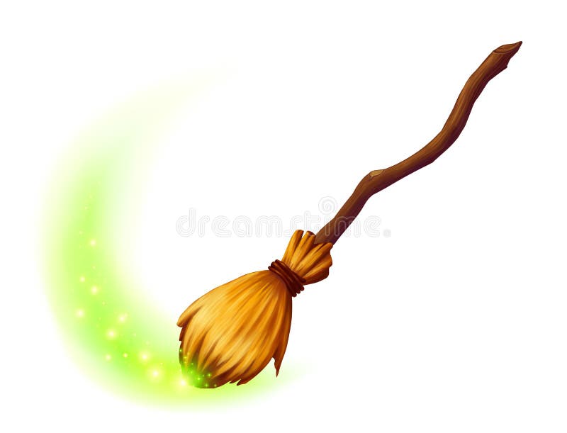 Vector magic witch broom vector illustration