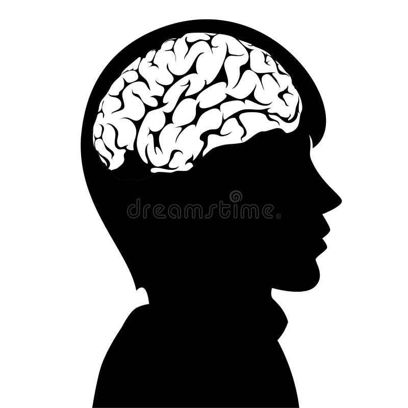 Vector man with brain in his head royalty free illustration