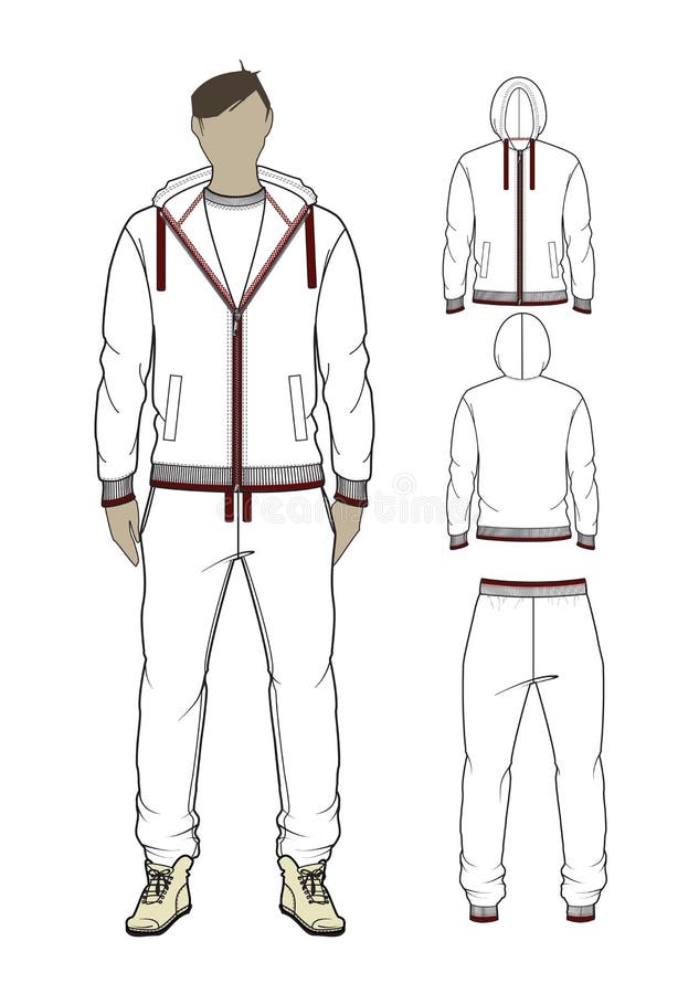 Vector Man's Zip-through Hoodie And Sweetpants Stock Vector - Image