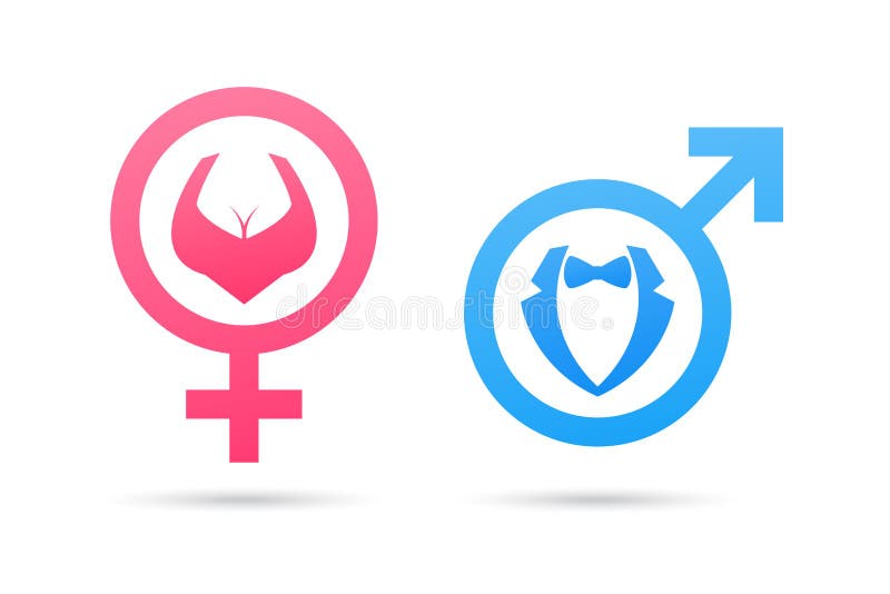 Vector Mannelijk en Vrouwelijk geslachtssymbool Het pictogram van de man en van de vrouw Heer en dametoiletteken stock illustratie Vector Mannelijk en Vrouwelijk geslachtssymbool Het pictogram van de man en van de vrouw Heer en dametoiletteken stock illustratie
