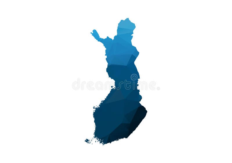 Finland Map Design with 3D Style. Blue Finland Map and National Flag