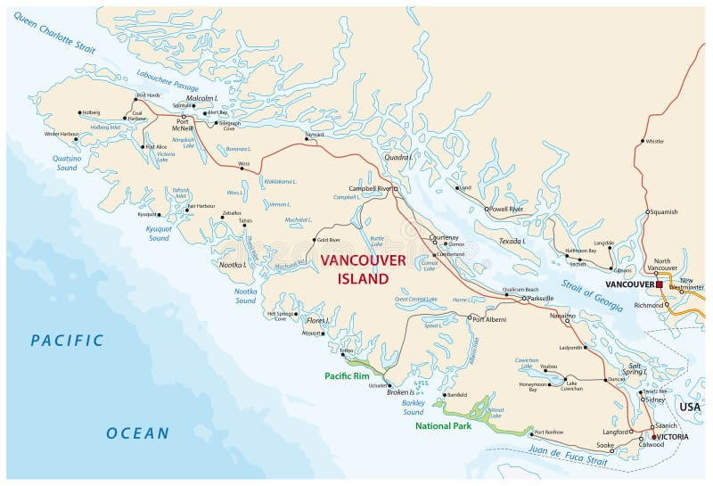 Vector map of canada island Vancouver island