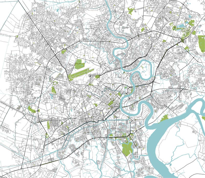 Map Of The City Of Ho Chi Minh City, Vietnam Stock Illustration -  Illustration Of Monochrome, Cartography: 156389858