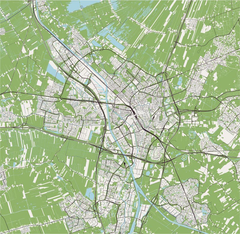 Map of the City of Utrecht, Netherlands Stock Illustration