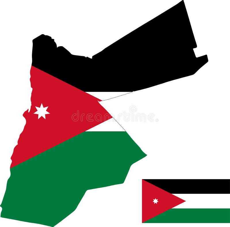 Vector Map of Jordan with Flag. Isolated, White Background Stock Vector Illustration of