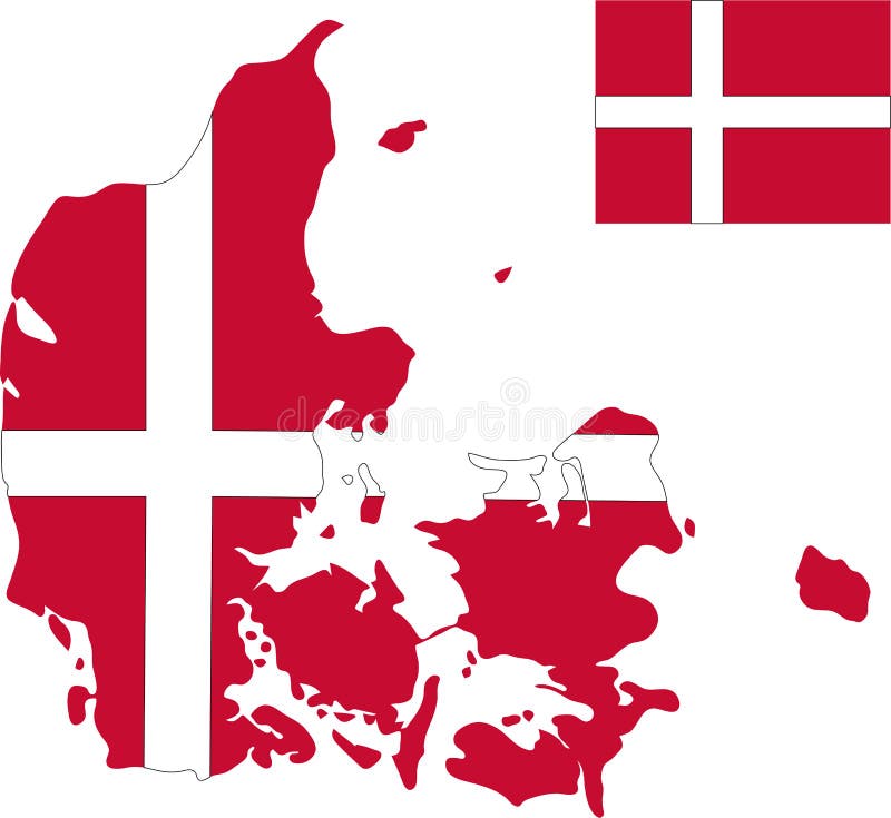 Vector Map of Denmark with Flag. Isolated, White Background Stock ...