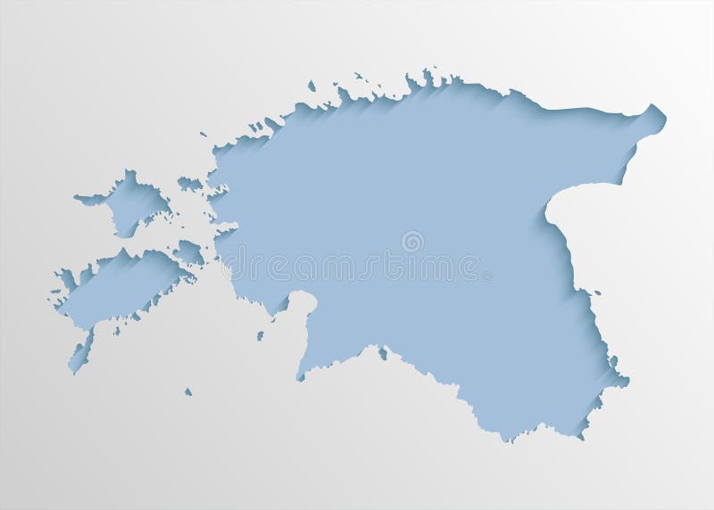 Vector map Estonia, abstract inner shadow vector illustration