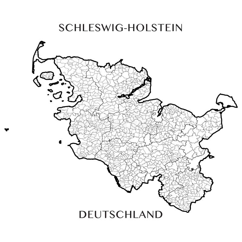 SchleswigHolstein State Map, Germany, Vector Map Silhouette. Stock Illustration Illustration