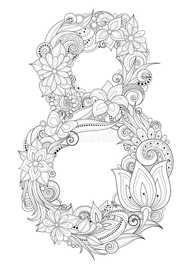 Download Coloring Page `Happy Women`s Day`. Stock Vector ...