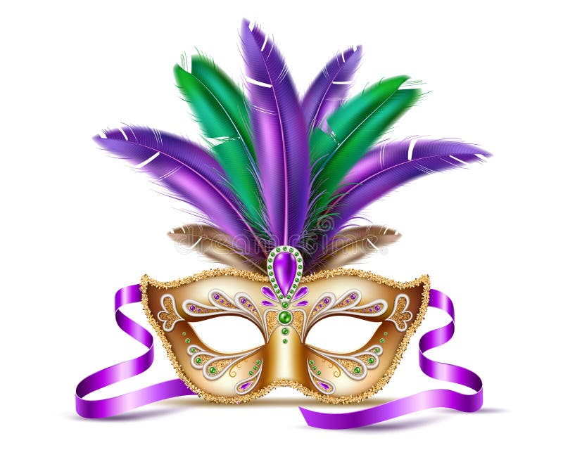 Mardi Gras Mask Theater Masquerade Mask w// Feathers Costume