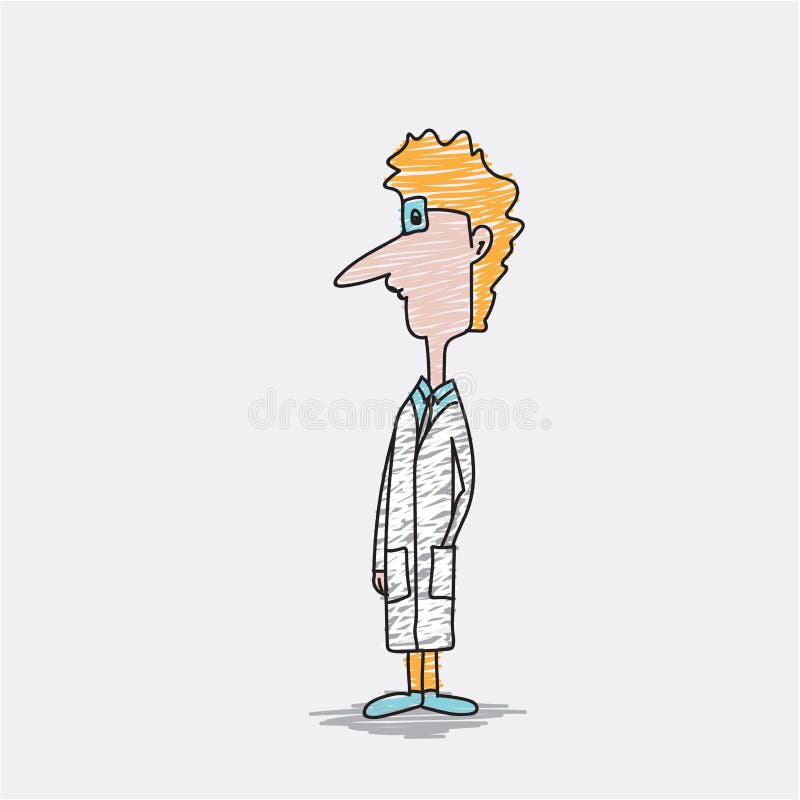 Vector masculino del personaje de dibujos animados del doctor, estilo exhausto de la mano, ejemplos del diseño del garabato, homb stock de ilustración Vector masculino del personaje de dibujos animados del doctor, estilo exhausto de la mano, ejemplos del diseño del garabato, homb stock de ilustración