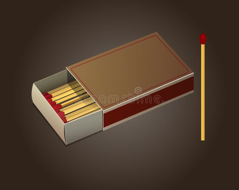 Realistic matchbox 3d match box open with matches Vector Image