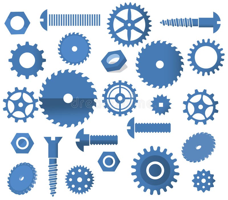 Vector materials symbols (tooth wheels, circular s