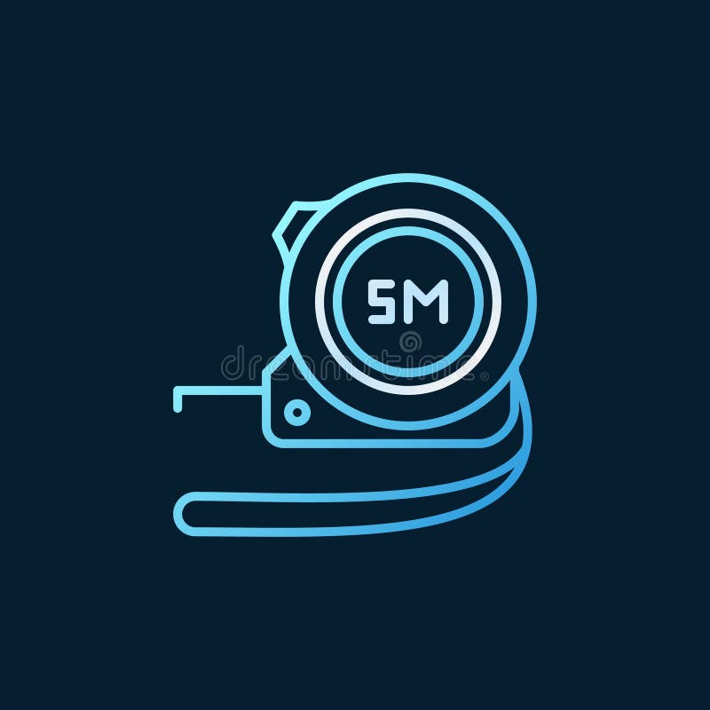 Vector Measuring Tape Blue Linear Icon or Logo Stock Vector