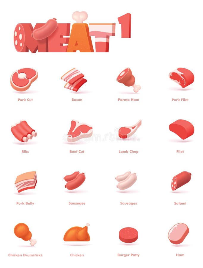 Vector meat pattern. Meat seamless background Stock Vector