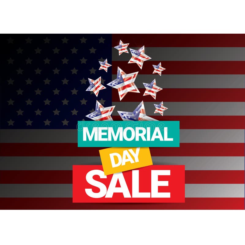 Vector Memorial Day Sale Banner. Stock Vector Illustration of flag