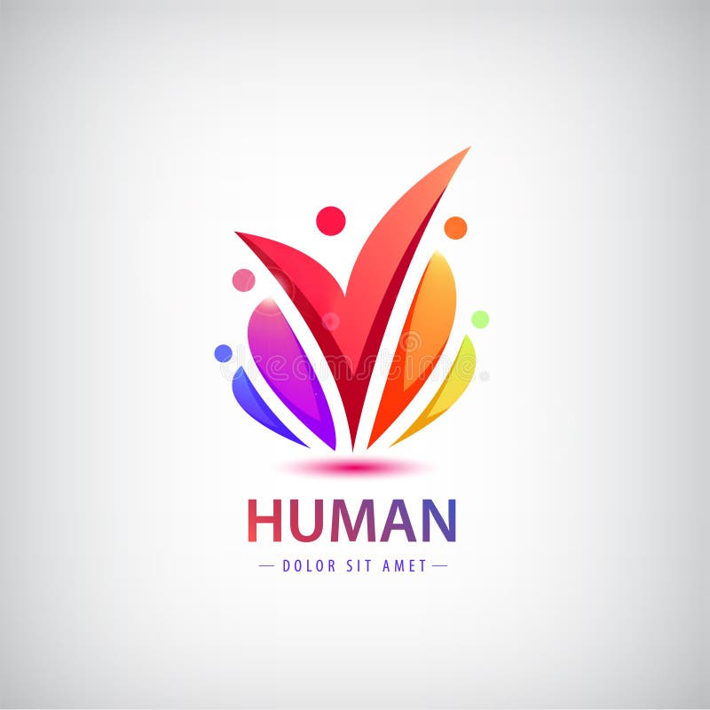 Vector menschliches Logo, bunte Ikone der Gruppe von Personen, Teamwork