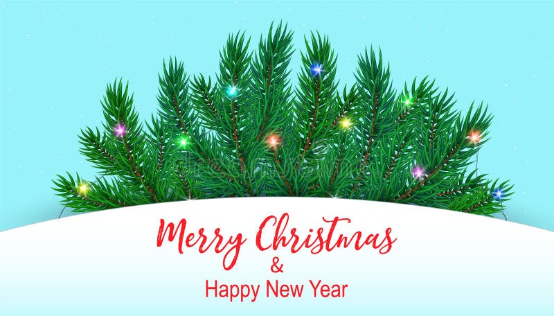 Vector Merry banner natalizio con rami di pino e ghiro illustrazione di stock Vector Merry banner natalizio con rami di pino e ghiro illustrazione di stock