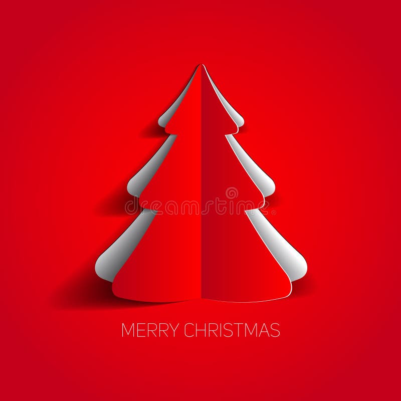 Vector Merry Christmas card with a white minimalistic tree