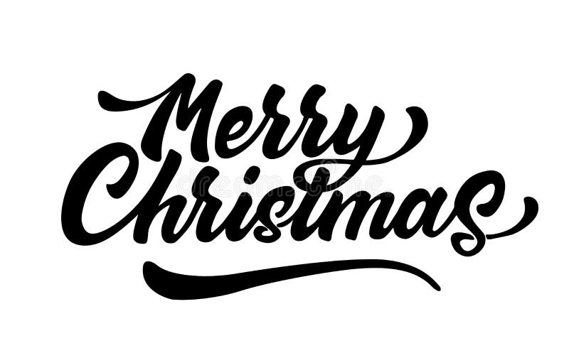 Vector merry christmas lettering script ink sign