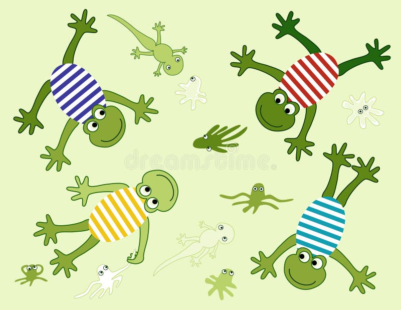 Vector with merry frogs