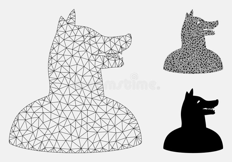 Vector Mesh Network Model del perro del hombre e icono del mosaico del triángulo libre illustration Vector Mesh Network Model del perro del hombre e icono del mosaico del triángulo libre illustration