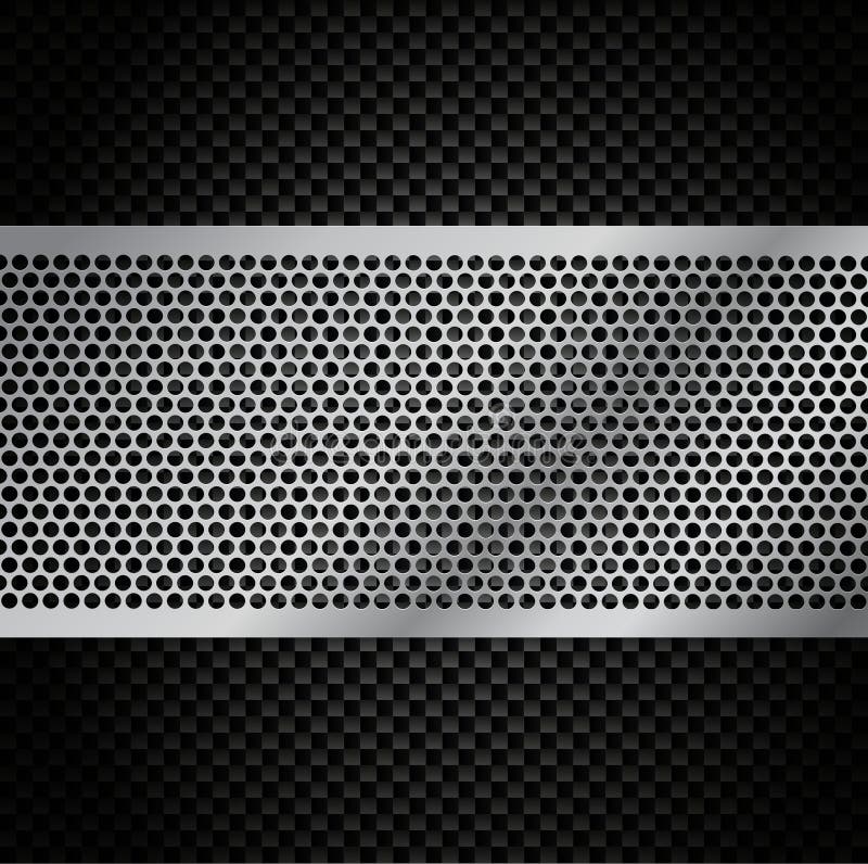 Vector Metal Grill on Carbon Fiber Background