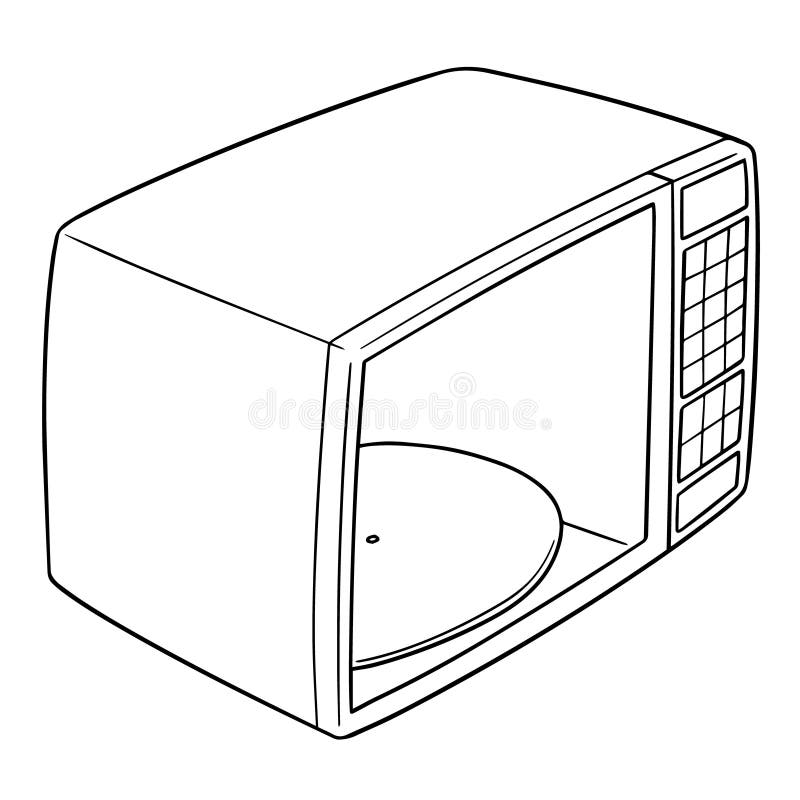 Vector Microwave Oven with Plate Inside. Blue Microwave Isolated on