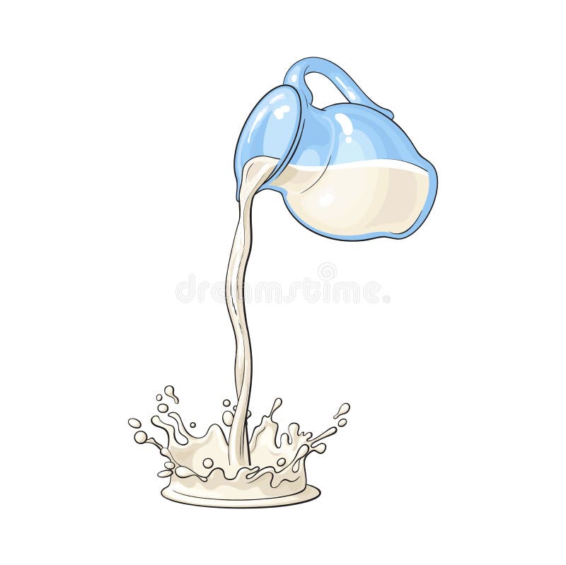 Vector Milk Carafe with Flowing Milk Isolated Stock Vector - Illustration  of drawing, fruit: 99354869
