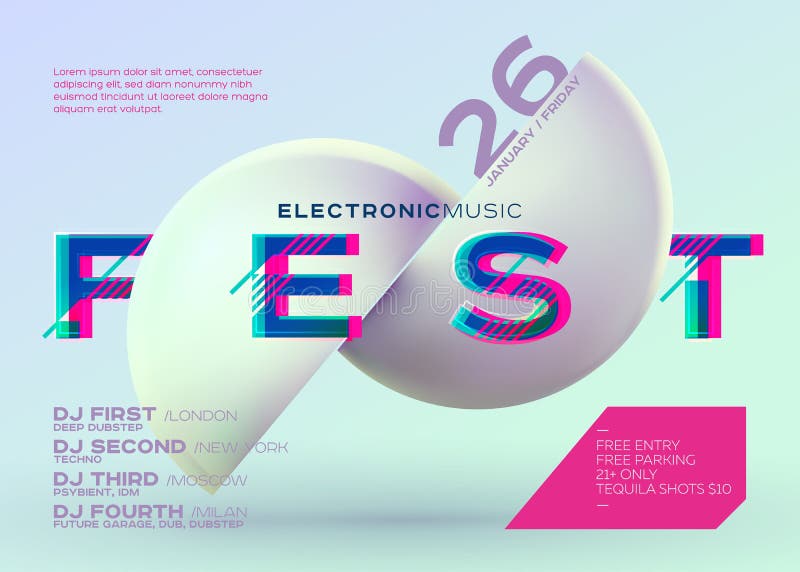Vector Minimal DJ Poster. Electronic Music Cover for Music Fest vector illustration Vector Minimal DJ Poster. Electronic Music Cover for Music Fest vector illustration
