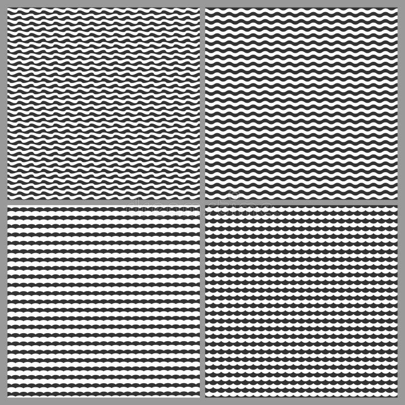 Vector minimal waves seamless texture or pattern set vector illustration