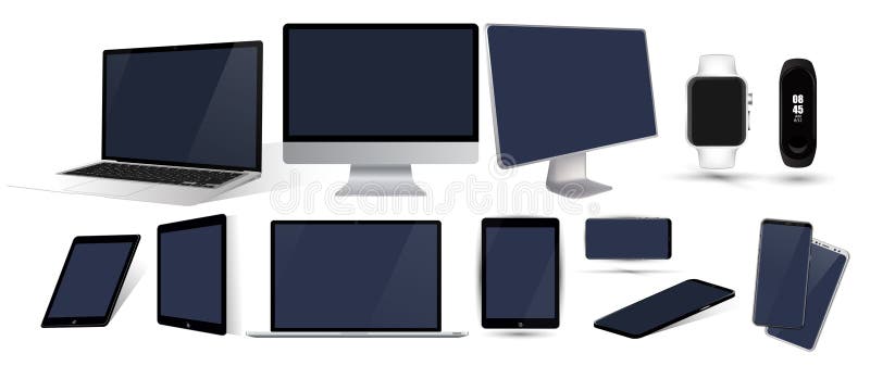 Vector minimalistic 3d isometrisch illustratie vastgesteld apparaat royalty-vrije illustratie Vector minimalistic 3d isometrisch illustratie vastgesteld apparaat royalty-vrije illustratie