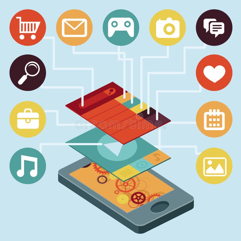 Vector mobiele telefoon - infographic elementen stock illustratie Vector mobiele telefoon - infographic elementen stock illustratie