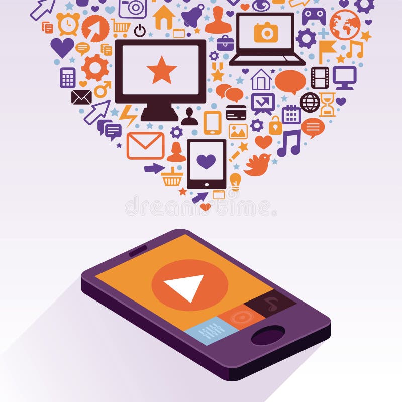 Vector mobiele telefoon met app pictogrammen royalty-vrije illustratie Vector mobiele telefoon met app pictogrammen royalty-vrije illustratie
