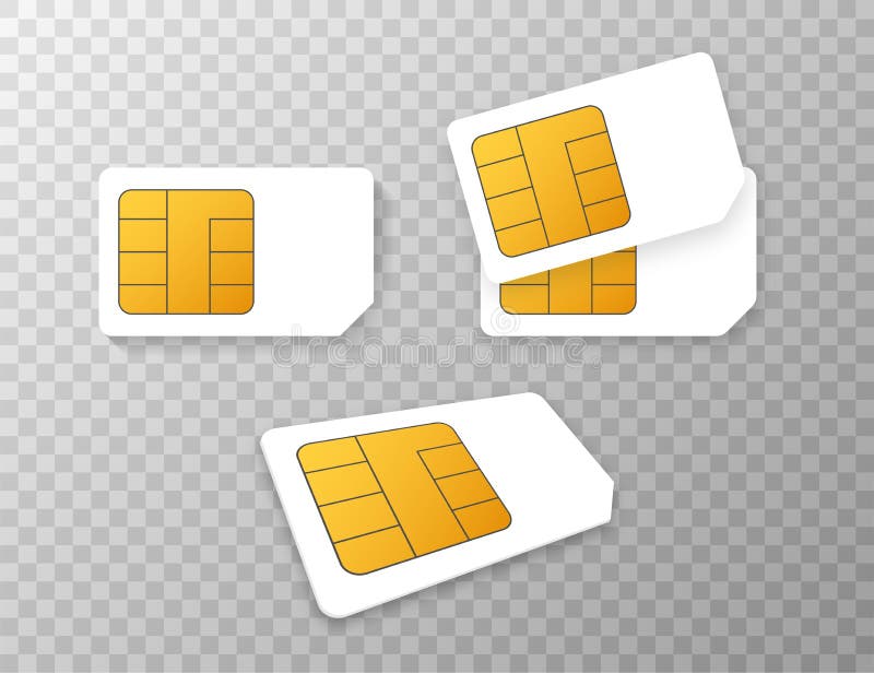 Vector Mobile Cellular Phone Sim Card Chip Isolated on Background Stock