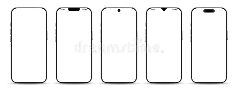 Vector mobile phone with blank empty white screen stock illustration