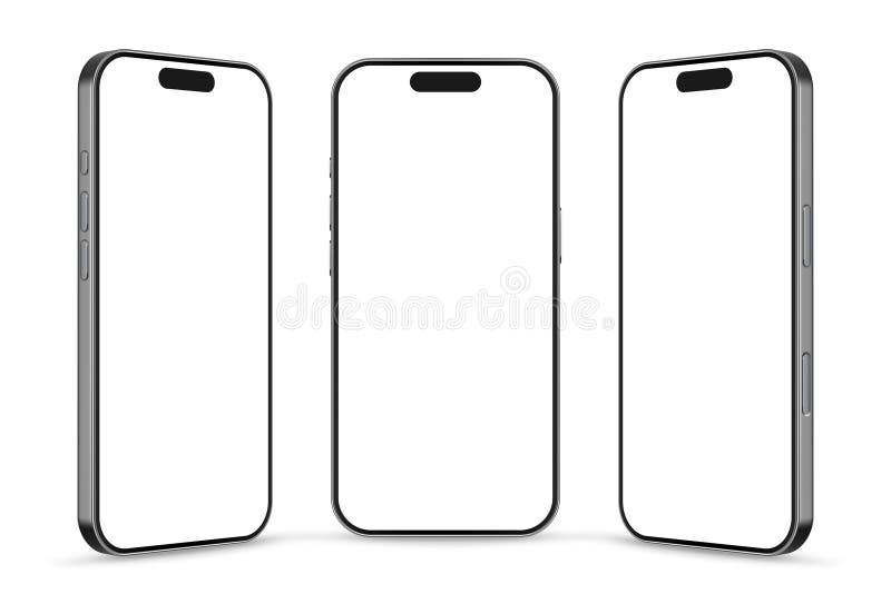 Vector mobile phone with blank empty white screen stock illustration