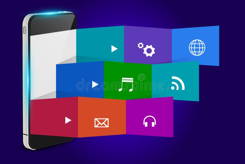 Vector Mobile phone with creative folded paper col stock illustration